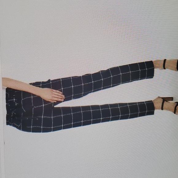 Express Pants - EXPRESS Pants Paperbag High Waist Windowpane Navy Blue White Ankle Size 12